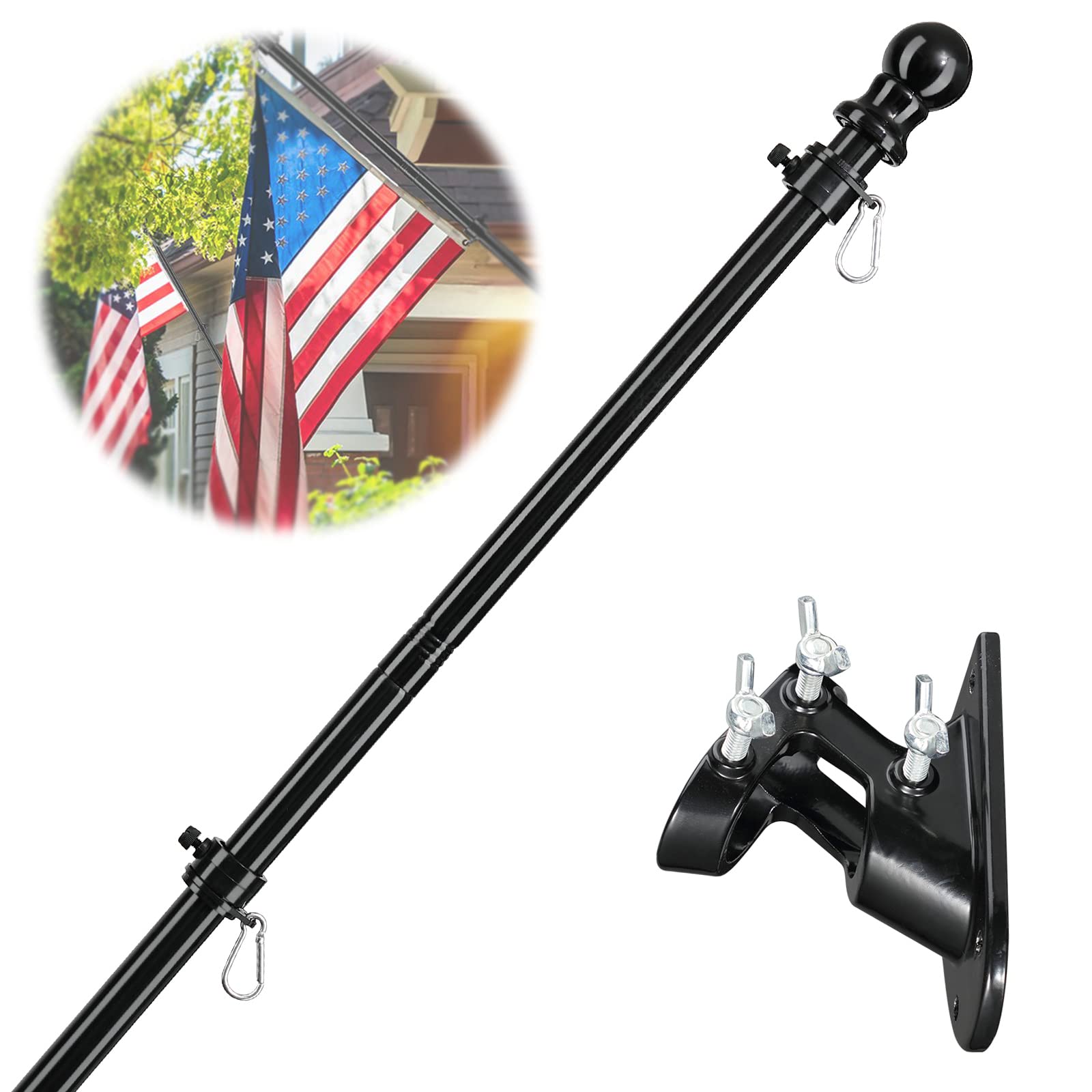 Barcetine 6ft outdoor flag pole for porch display.