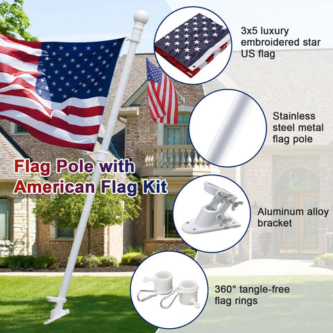 Barcetine 3x5 embroidered American flag ready for weather-resistant outdoor use.