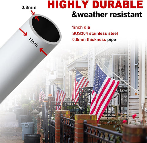 Barcetine flag pole assembly kit enables quick outdoor setup on porch or yard.