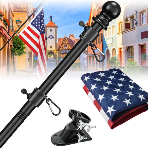 Barcetine flag pole kit exterior assembly on home facade