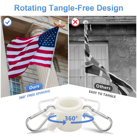 Barcetine rotating ring flag pole demonstrates 360-degree freedom for fluttering flags.