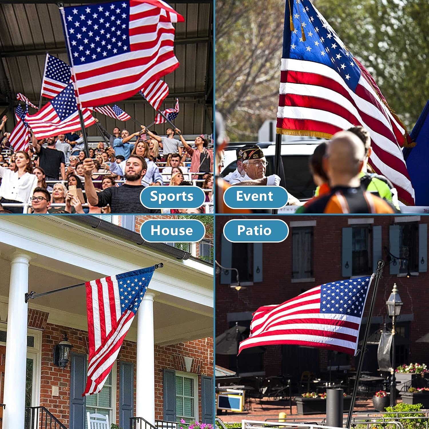 Barcetine flag pole with tangle-free spinning design prevents wrapping.