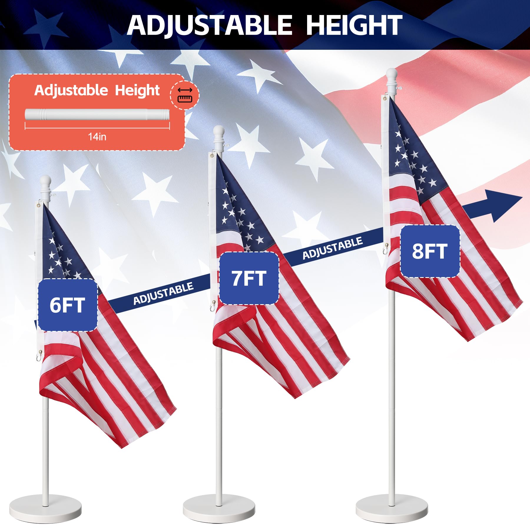 Barcetine flag stand 360-degree rotation rings prevent twisting for neat displays