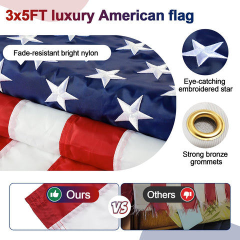 Barcetine outdoor flag kit ideal for house, porch, or fence installations.