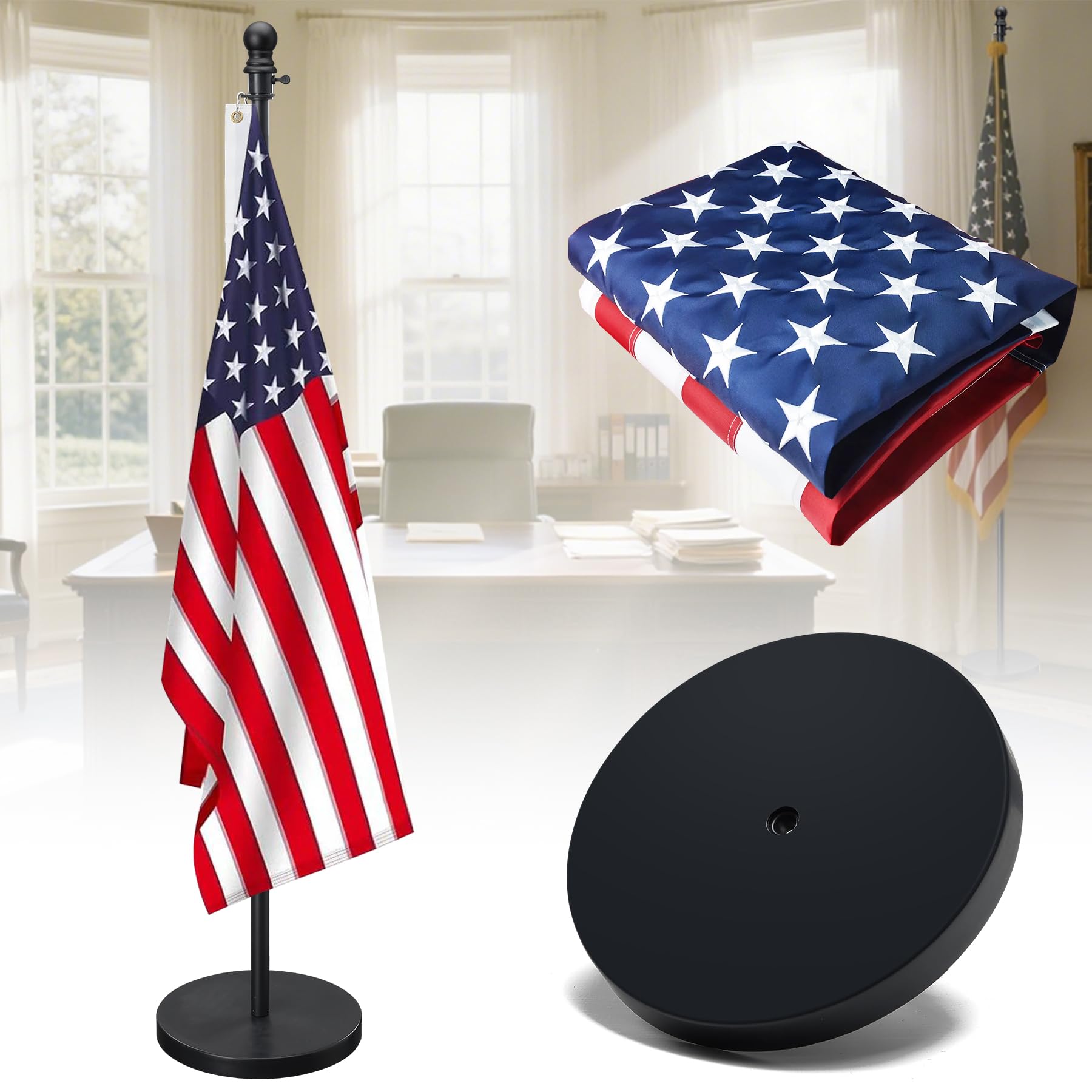 Barcetine indoor flag stand base weighted for stable classroom and office display.