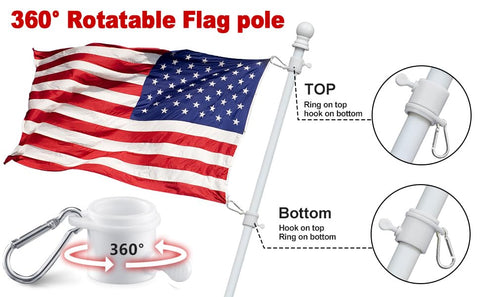 Barcetine flag pole suitable for porch, car, and boat flag displays.