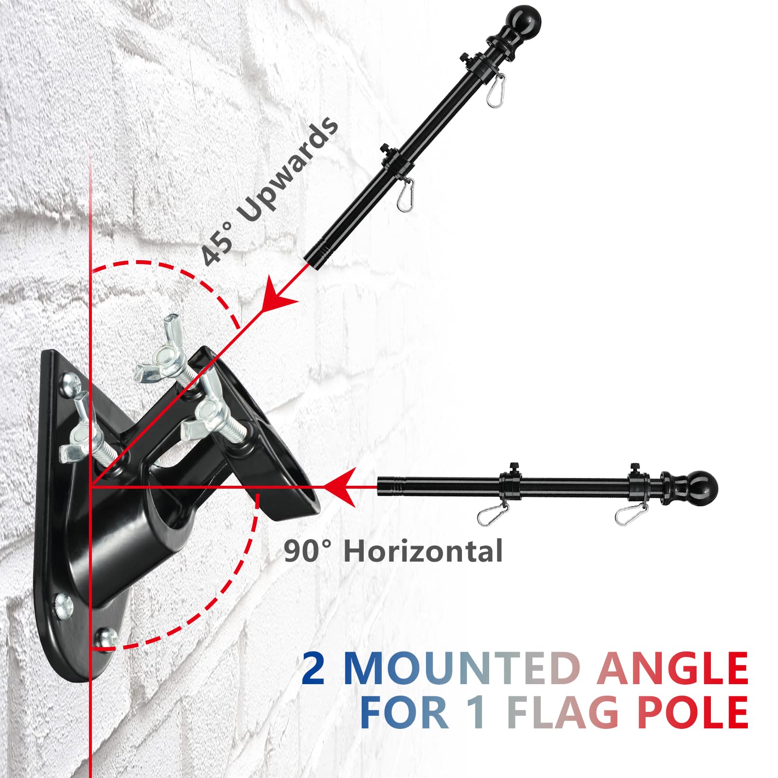 Barcetine two-position bracket enables horizontal display.