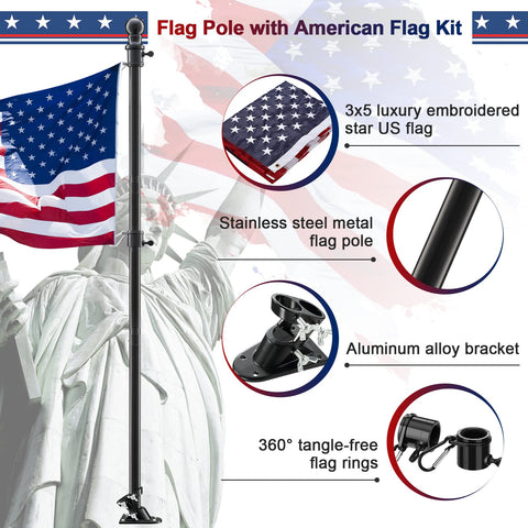 Barcetine 3x5 embroidered US flag remains vibrant in sun and wind.