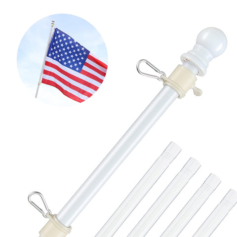 Barcetine white flag pole outdoors 5ft on porch with tangle-free design.