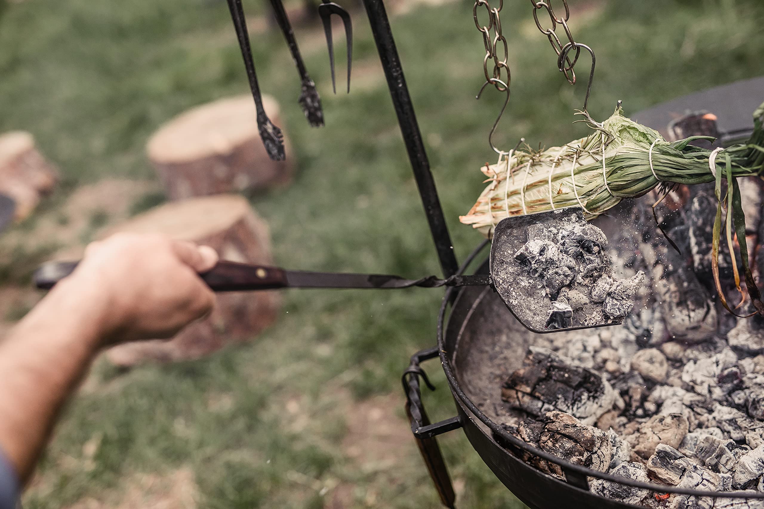Barebones Cowboy Grill Coal Shovel fire-pit compatible for versatile grilling tasks