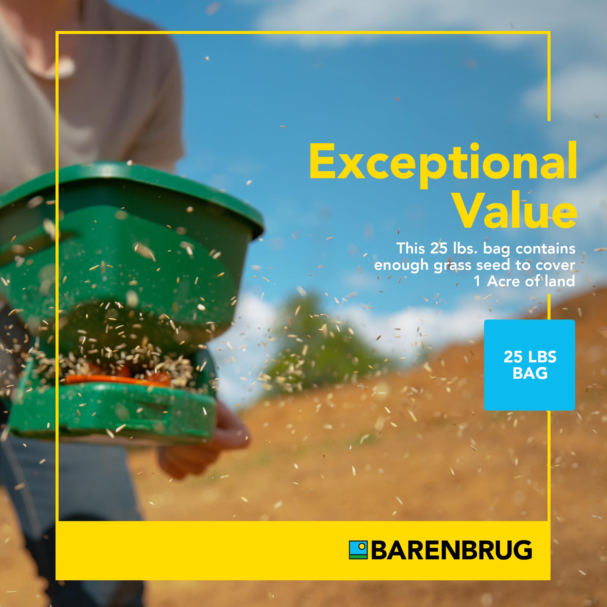 Barenbrug Pasture Seed cover-1-acre shows broad coverage.