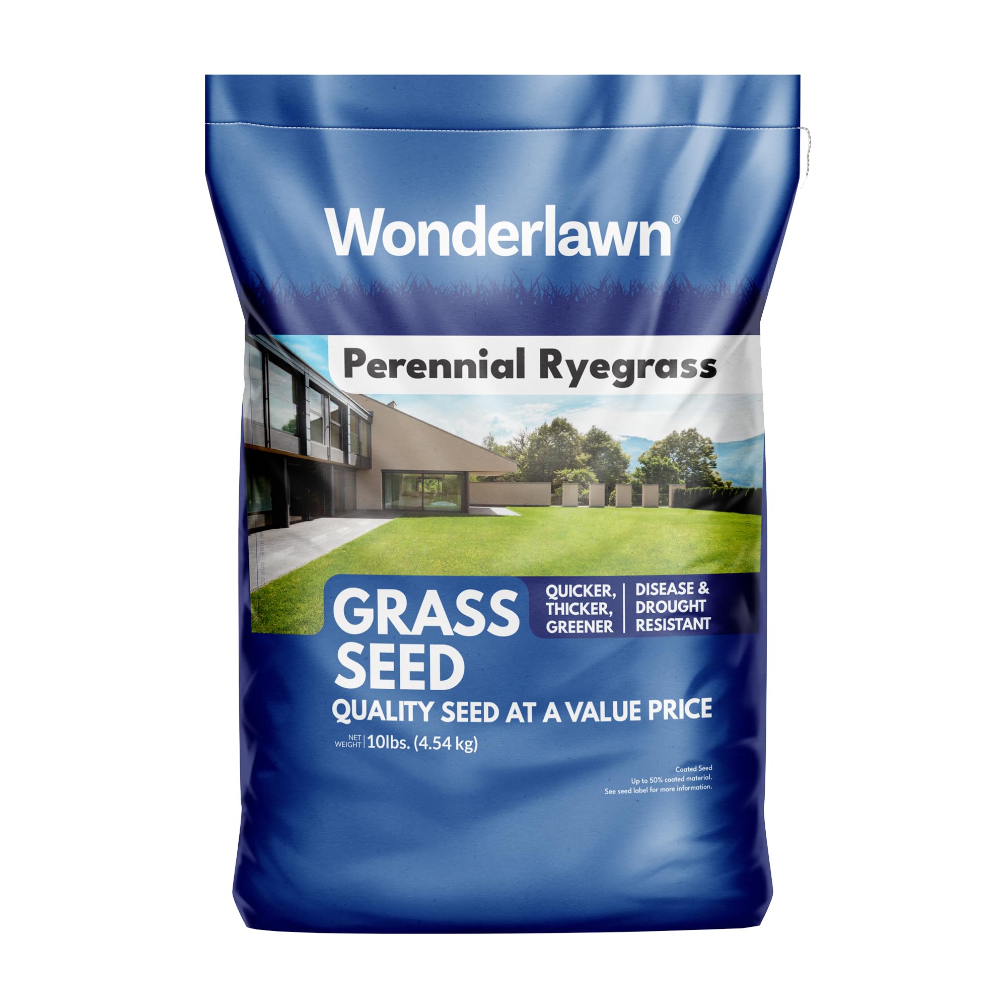Barenbrug Wonderlawn seed bag on a lawn showing easy maintenance and appeal