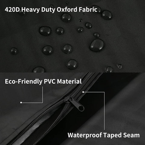 Barlic black outdoor tote cover blending with outdoor setups