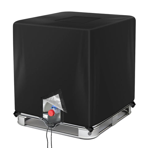 Barlic IBC tote cover fits a 275-gallon tank, protecting from debris and weather.