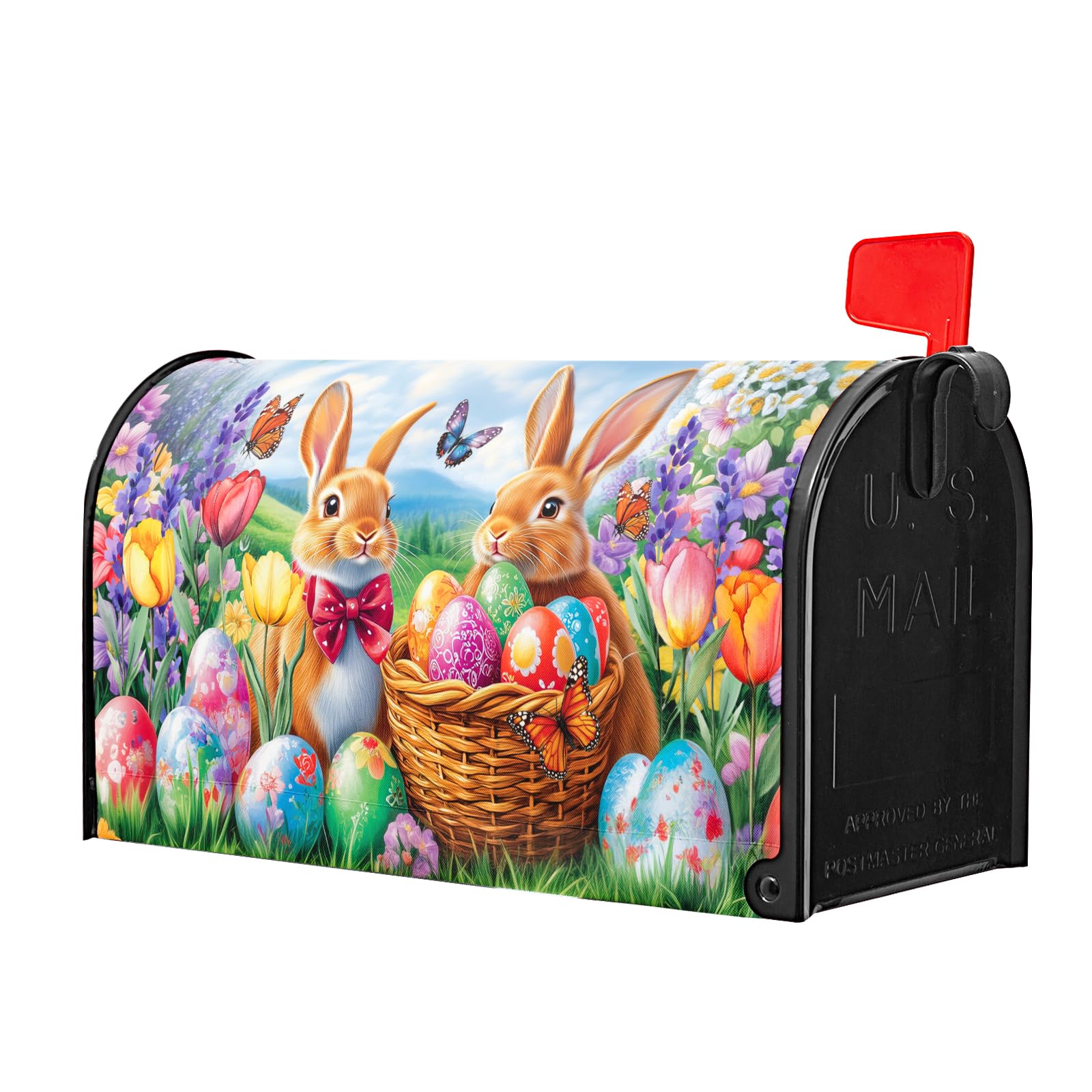 Barneova egg and butterfly print boosts seasonal decoration for mailboxes.