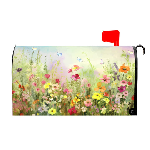 Barneova spring mailbox cover front view with flower pattern showing weatherproof design