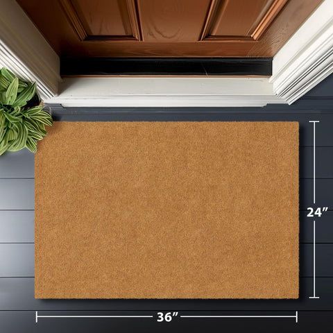 Barnyard Designs 24x36 plain brown doormat blocks dirt at the doorstep.