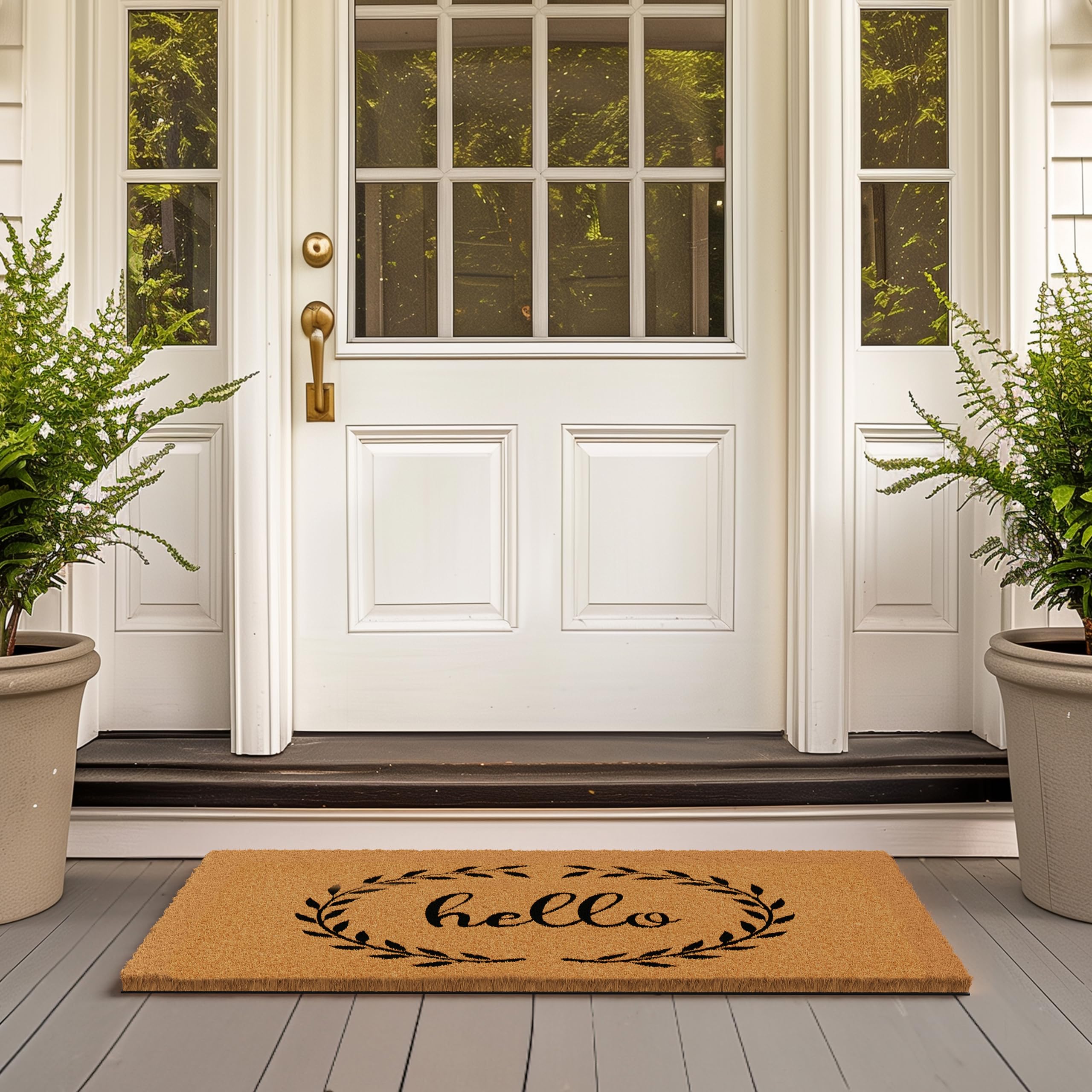 Barnyard Designs 36x24 inch front door mat fits most entryways.
