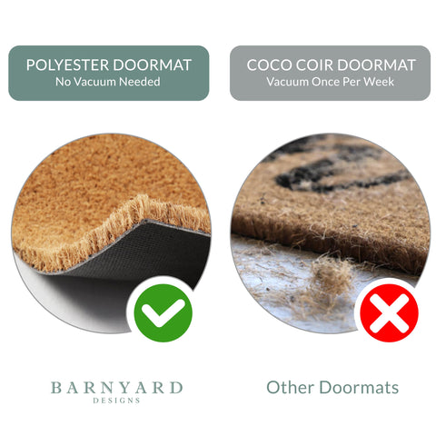 Barnyard Designs all-weather doormat suited for porches, cabins, RVs.