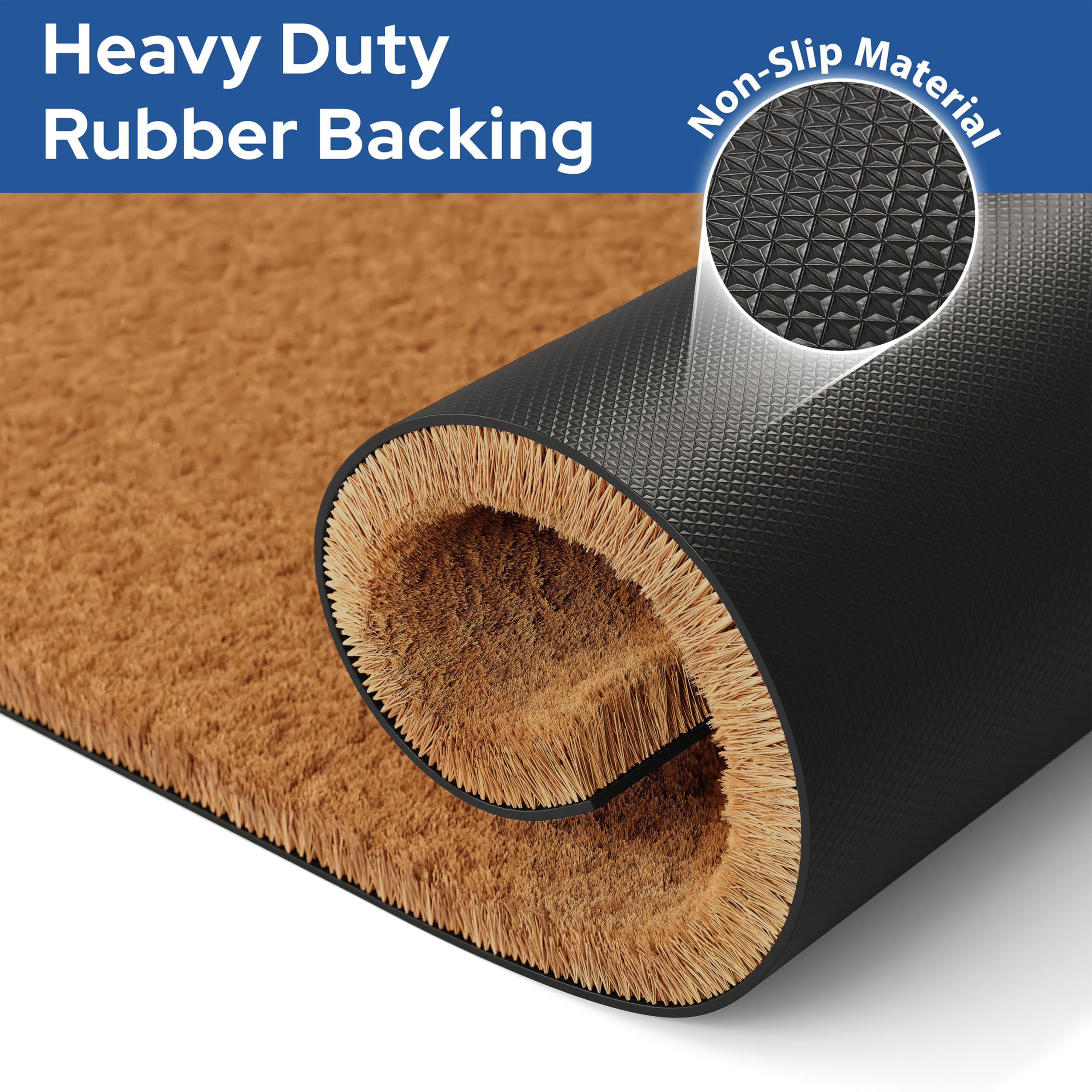 Coir bristles scrape dirt at entry from Barnyard Designs doormat.