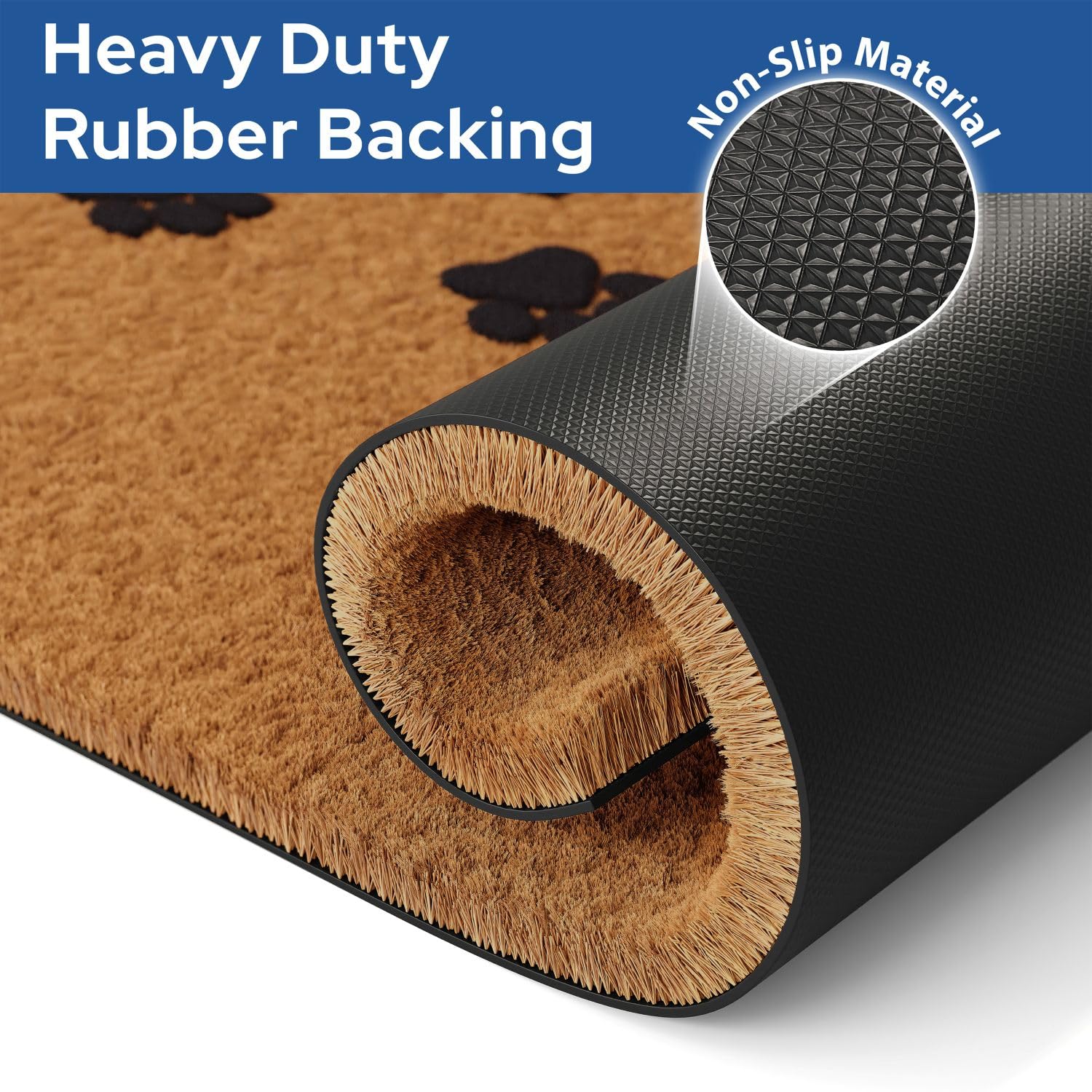 Barnyard Designs coir doormat with coarse bristles removes mud effectively.