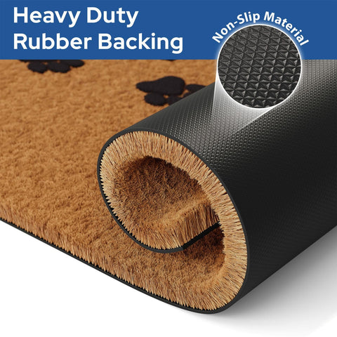 Barnyard Designs coir doormat with coarse bristles removes mud effectively.