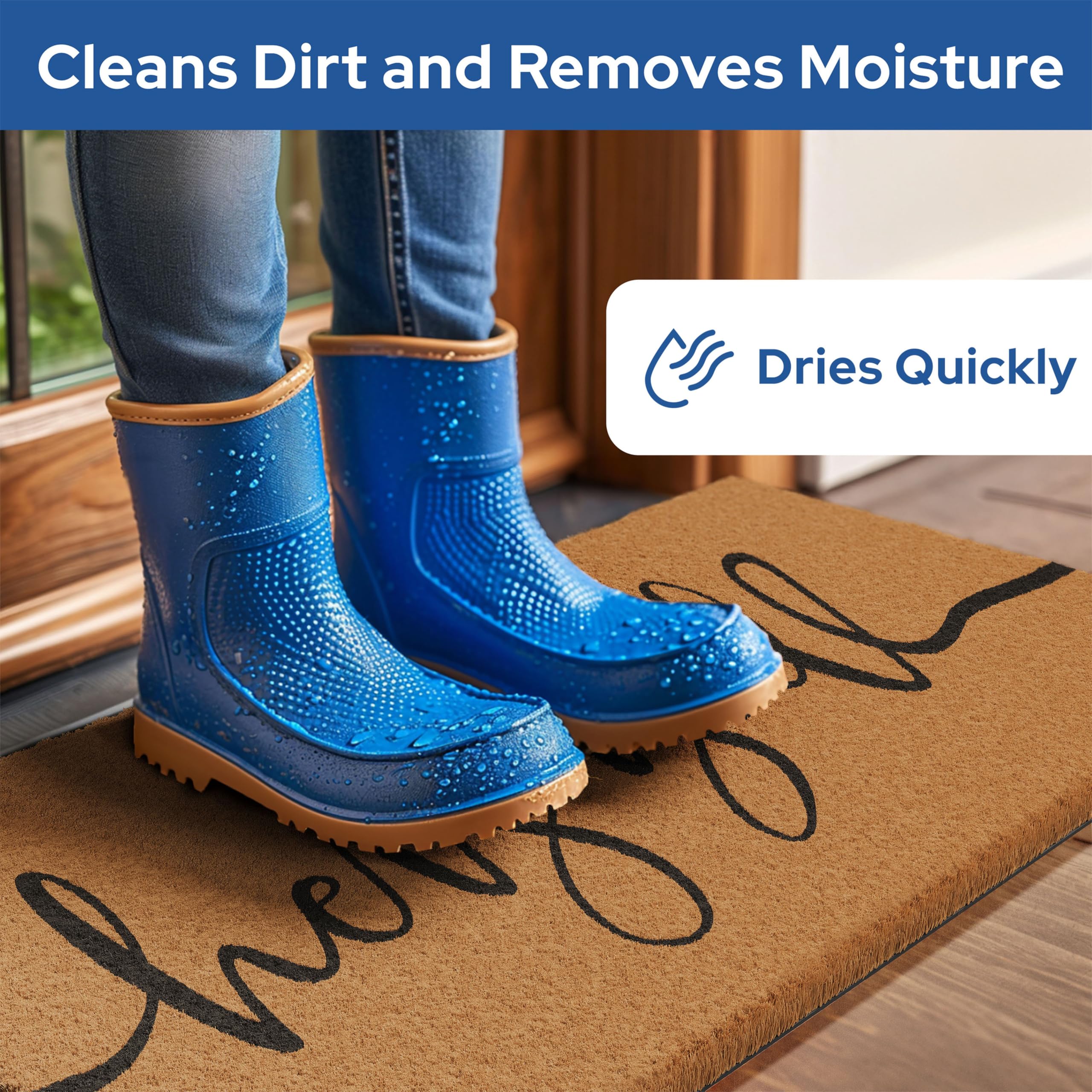 Barnyard Designs coir bristles scrape mud and debris effectively.