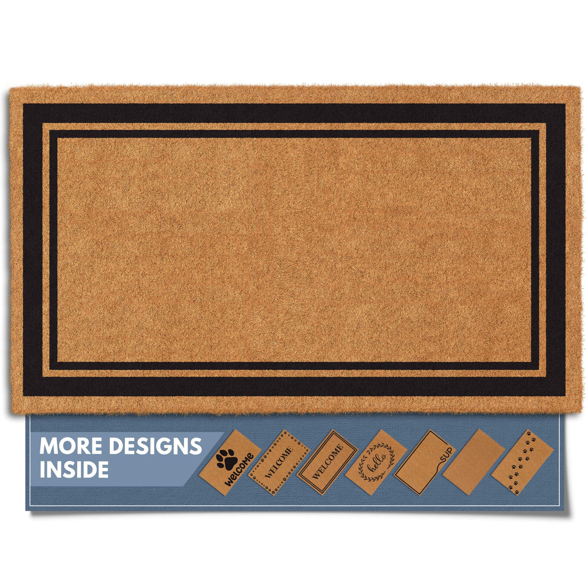 Barnyard Designs coco coir doormat closeup showcasing durable fibers that scrape dirt.
