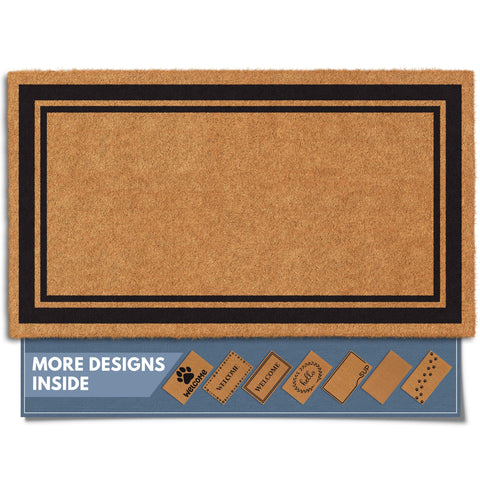 Barnyard Designs coco coir doormat closeup showcasing durable fibers that scrape dirt.