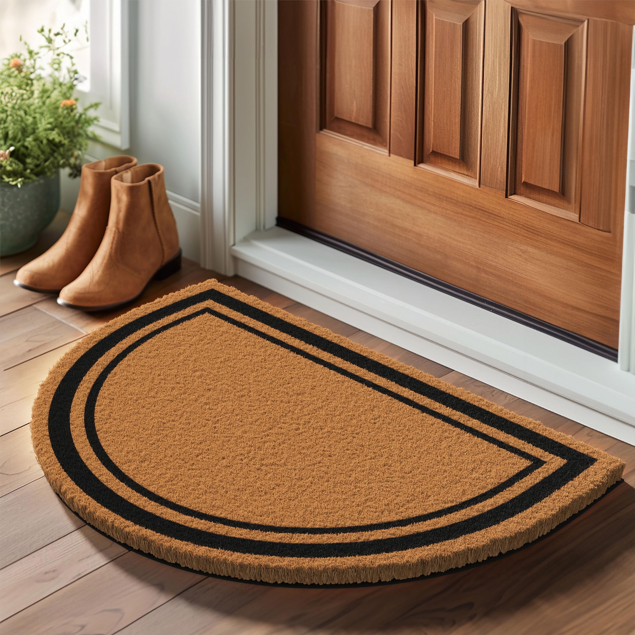 Barnyard Designs coir doormat border detail close-up adds classic entryway charm