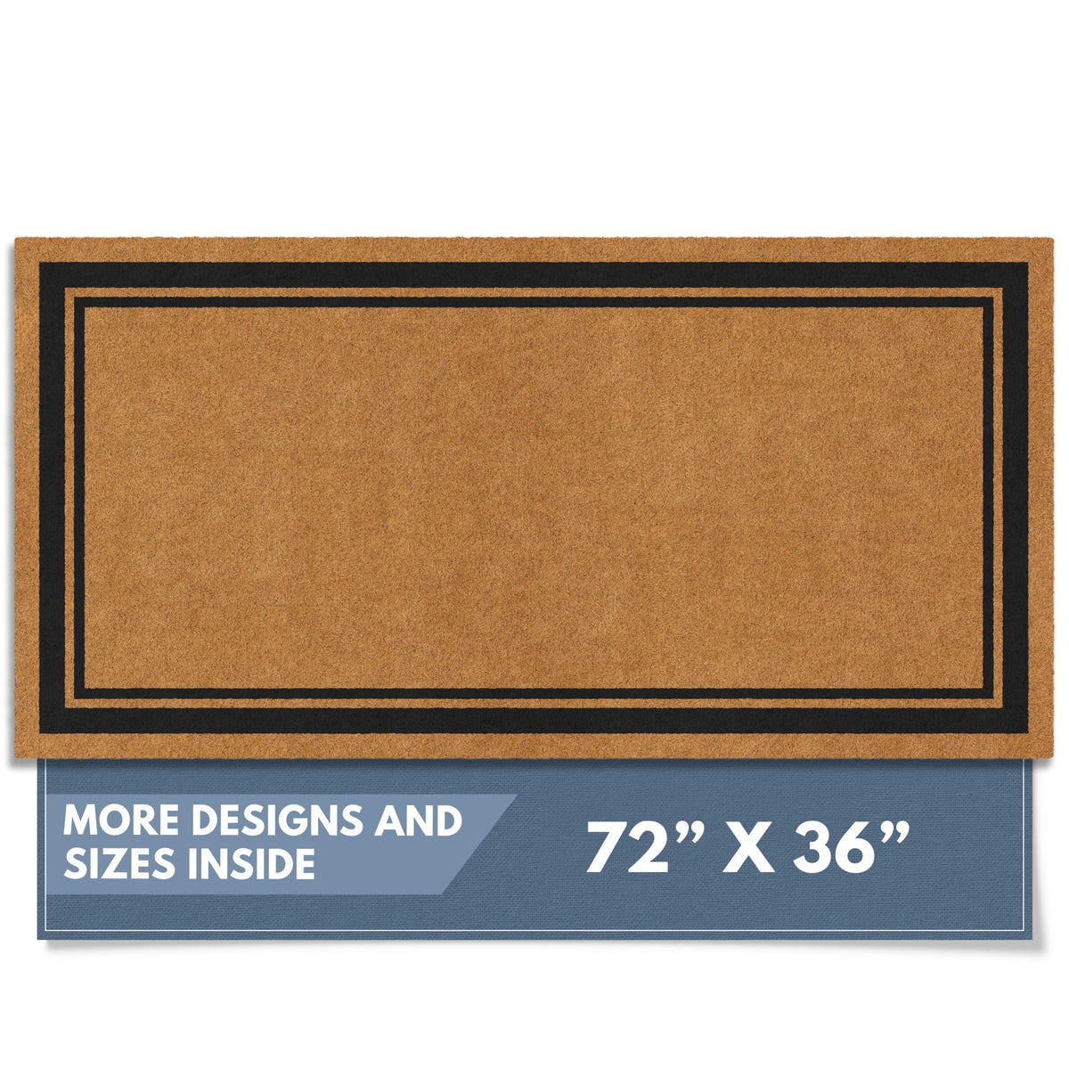 Barnyard Designs coir doormat with brown border; durable exterior entry.