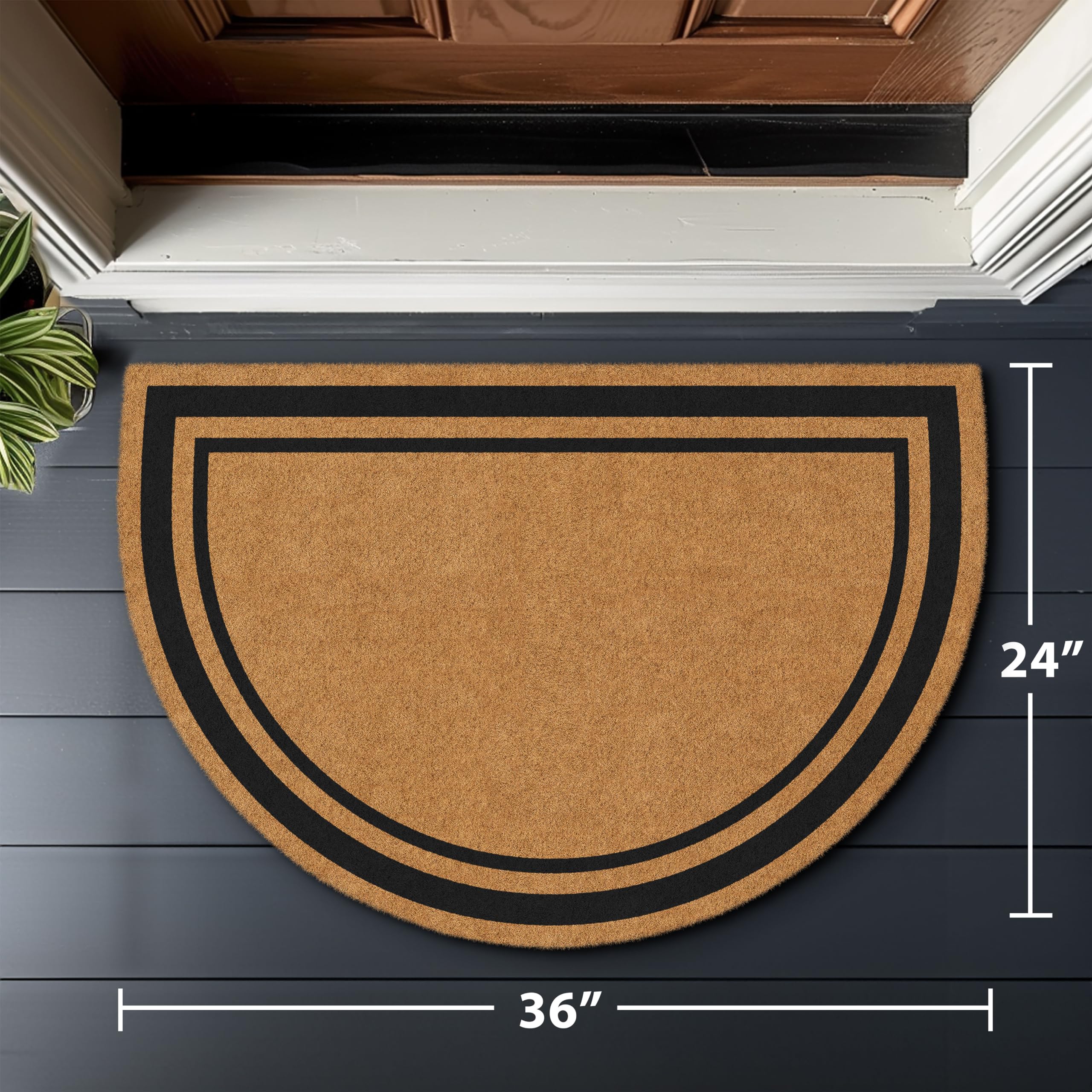 Barnyard Designs coir doormat with non-slip backing stays steady underfoot