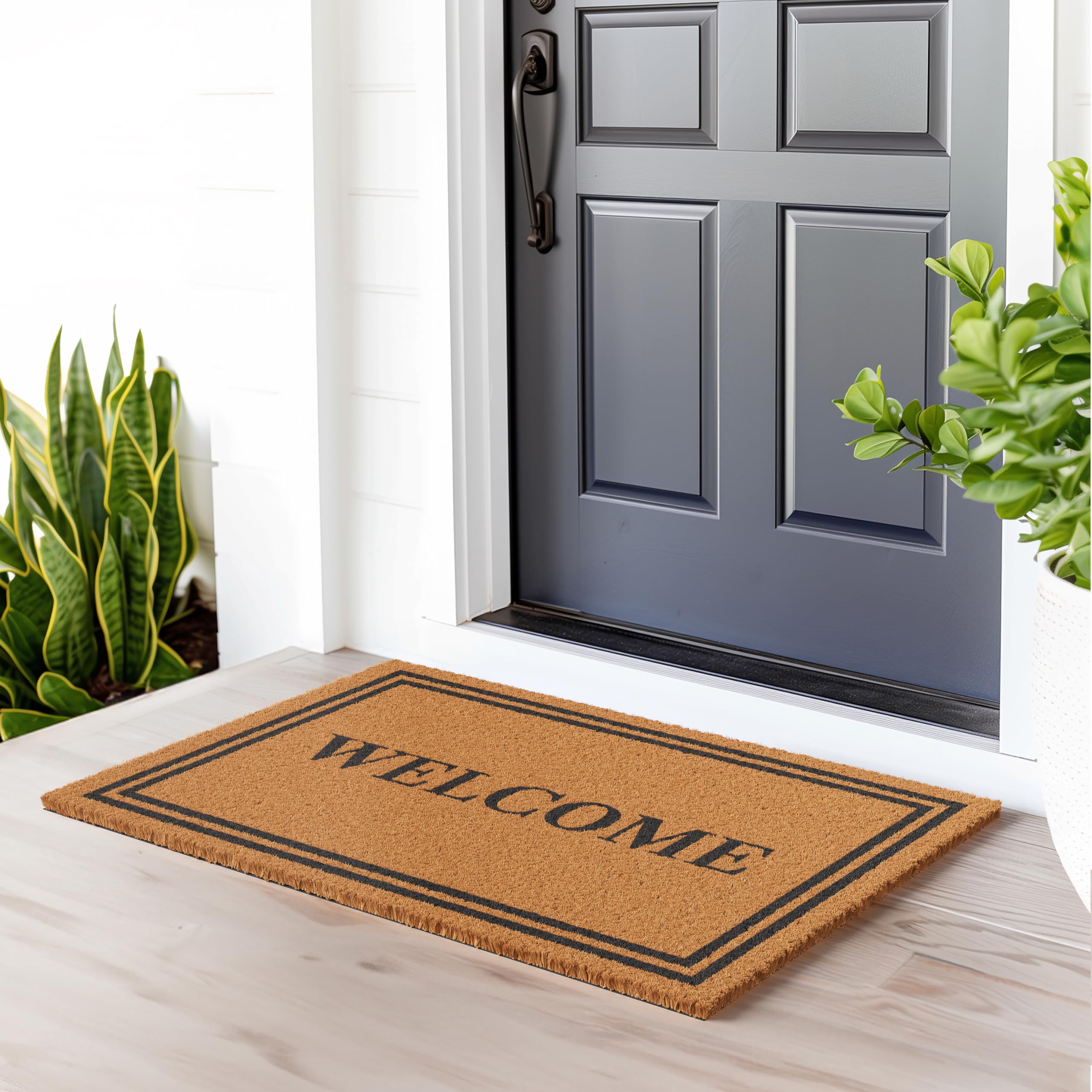 Barnyard Designs doormat with non-slip backing keeps entryway safe.
