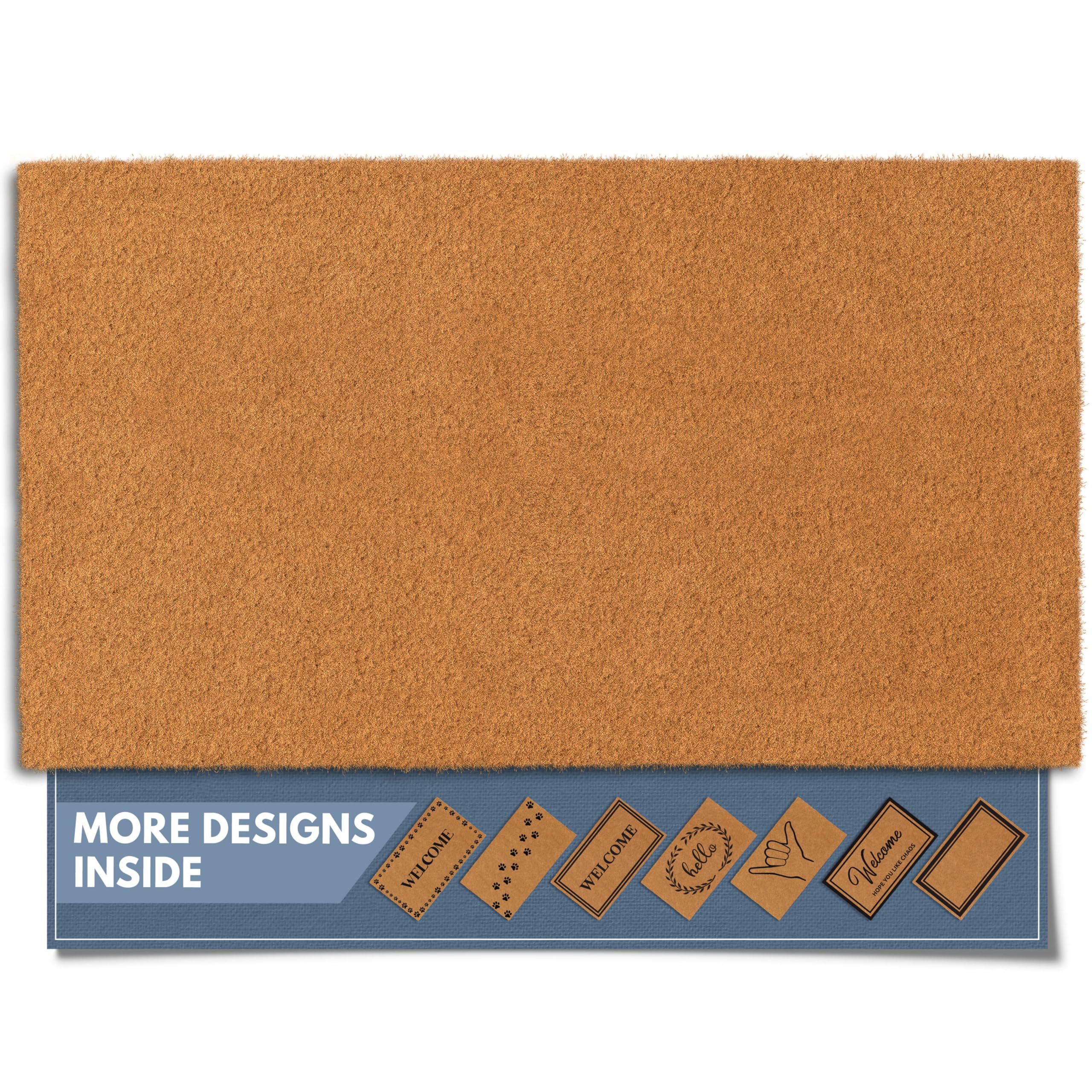 Barnyard Designs coir doormat in plain brown, 30x17 inches, ideal for front door.