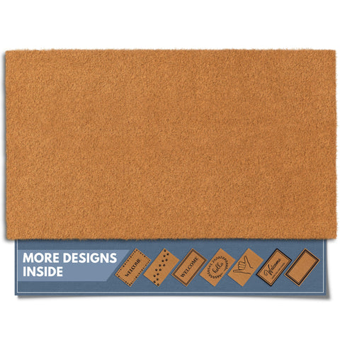 Barnyard Designs coir doormat in plain brown, 30x17 inches, ideal for front door.