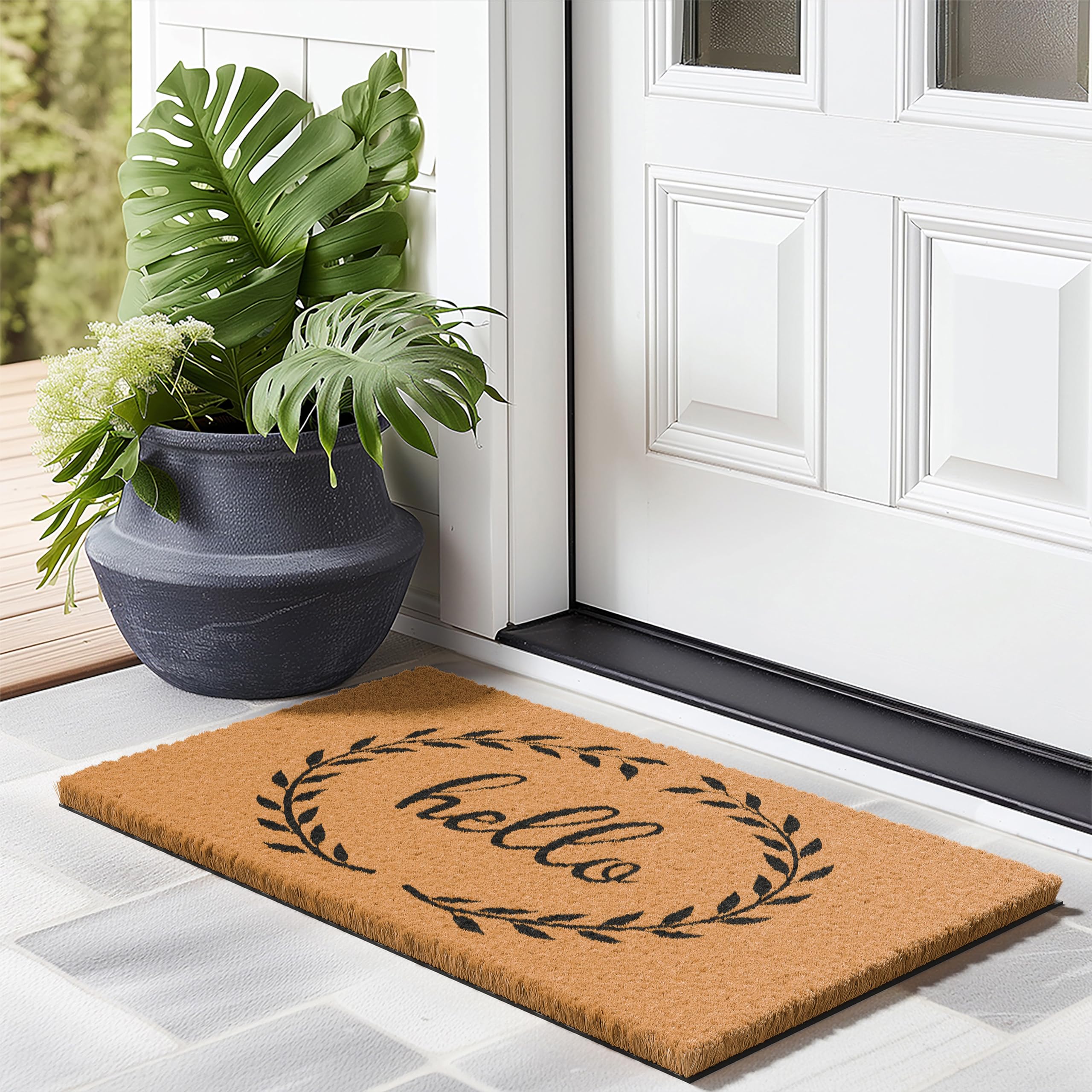 Barnyard Designs Coir Entrance Mat combines natural fibers with rustic charm