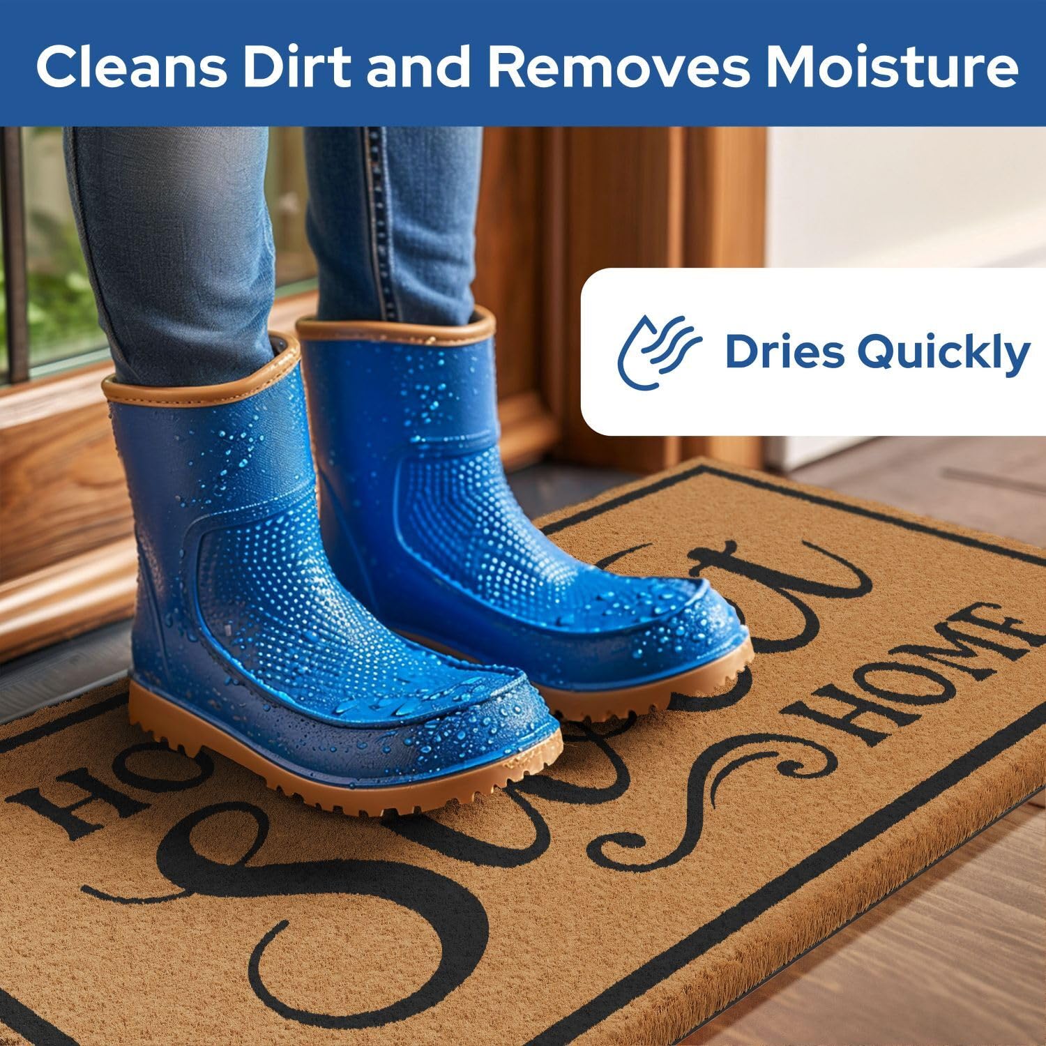 Barnyard Designs coco coir doormat dirt-scraping bristles help keep floors cleaner