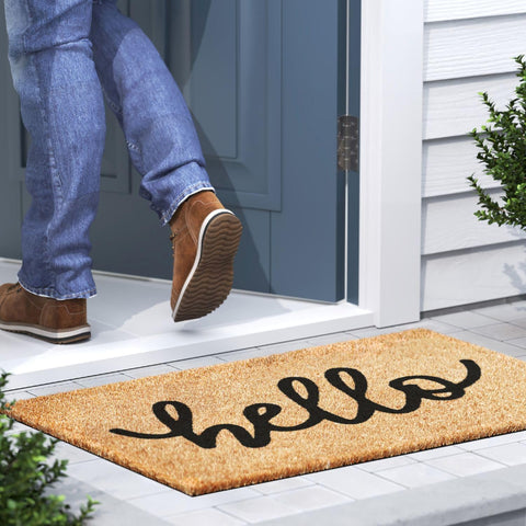 Barnyard Designs dirt-trapping doormat keeps entry clean and tidy.
