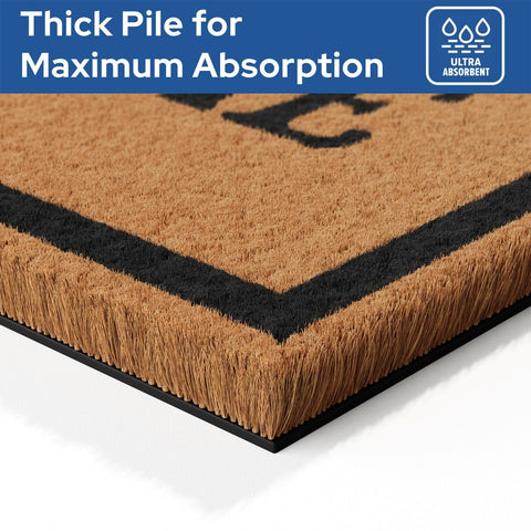 Barnyard Designs heavy-duty coco doormat withstands daily outdoor use