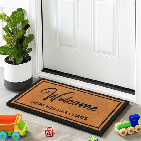 Barnyard Designs heavy-duty coir doormat 17x30 chaos ideal for outdoor entry