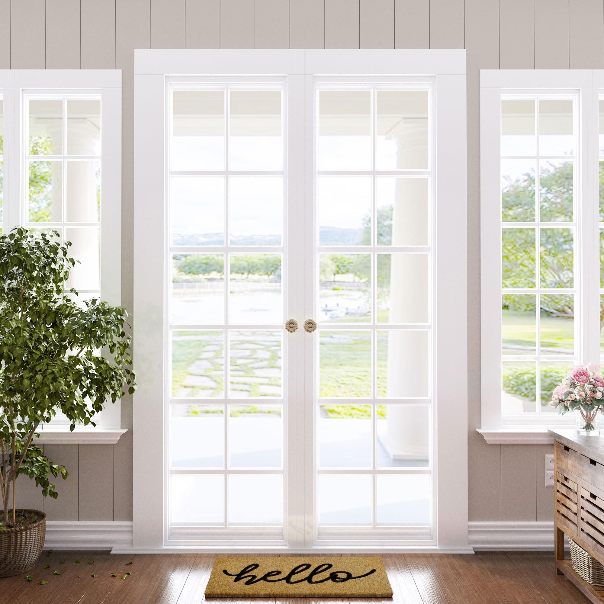 Barnyard Designs Hello doormat versatile for homes, cabins, or RVs.