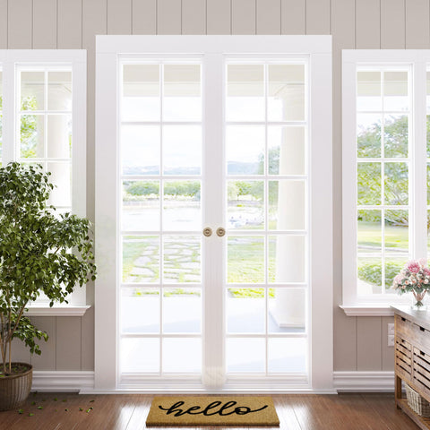 Barnyard Designs Hello doormat versatile for homes, cabins, or RVs.