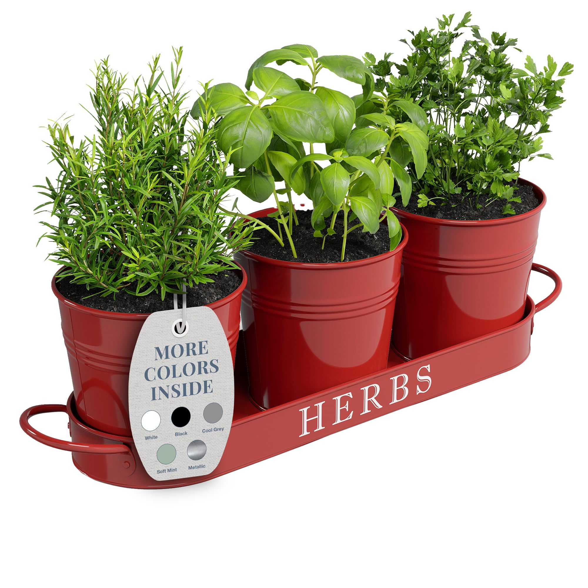 Barnyard Designs indoor herb planter with tray on a sunny kitchen counter for easy herb access