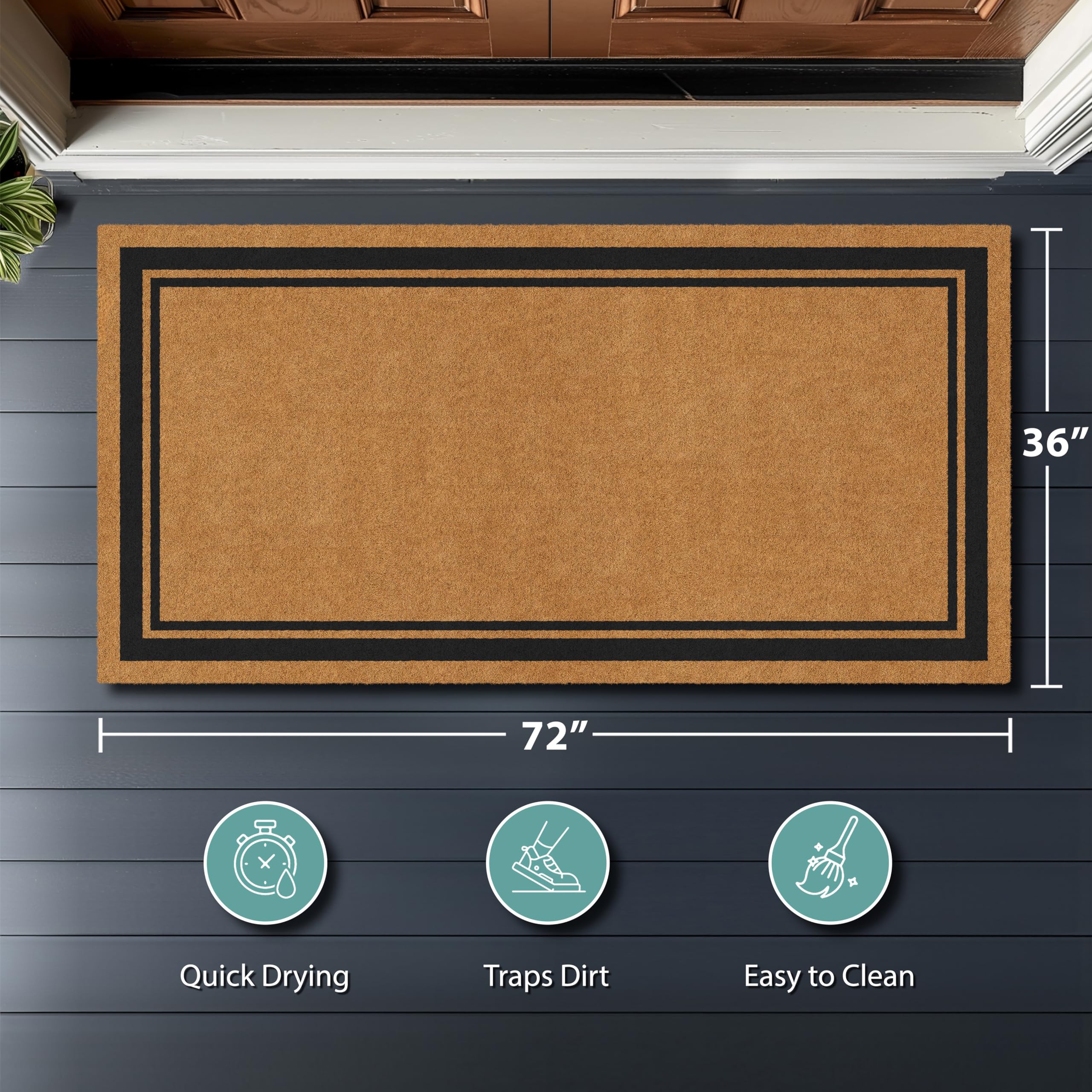 Barnyard Designs indoor/outdoor mat helps keep interiors cleaner.