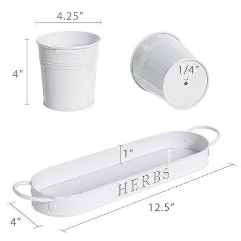 Barnyard Designs kitchen counter display with herb planters and tray