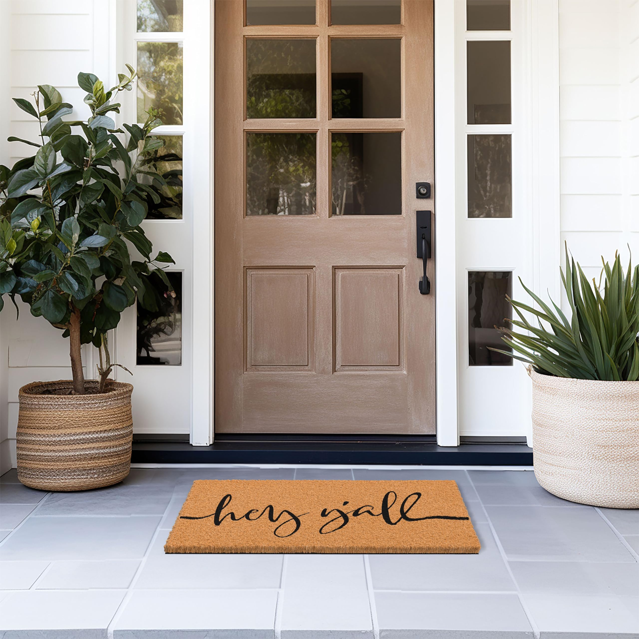 Barnyard Designs 30x17 inch large front-door mat fits entryways.