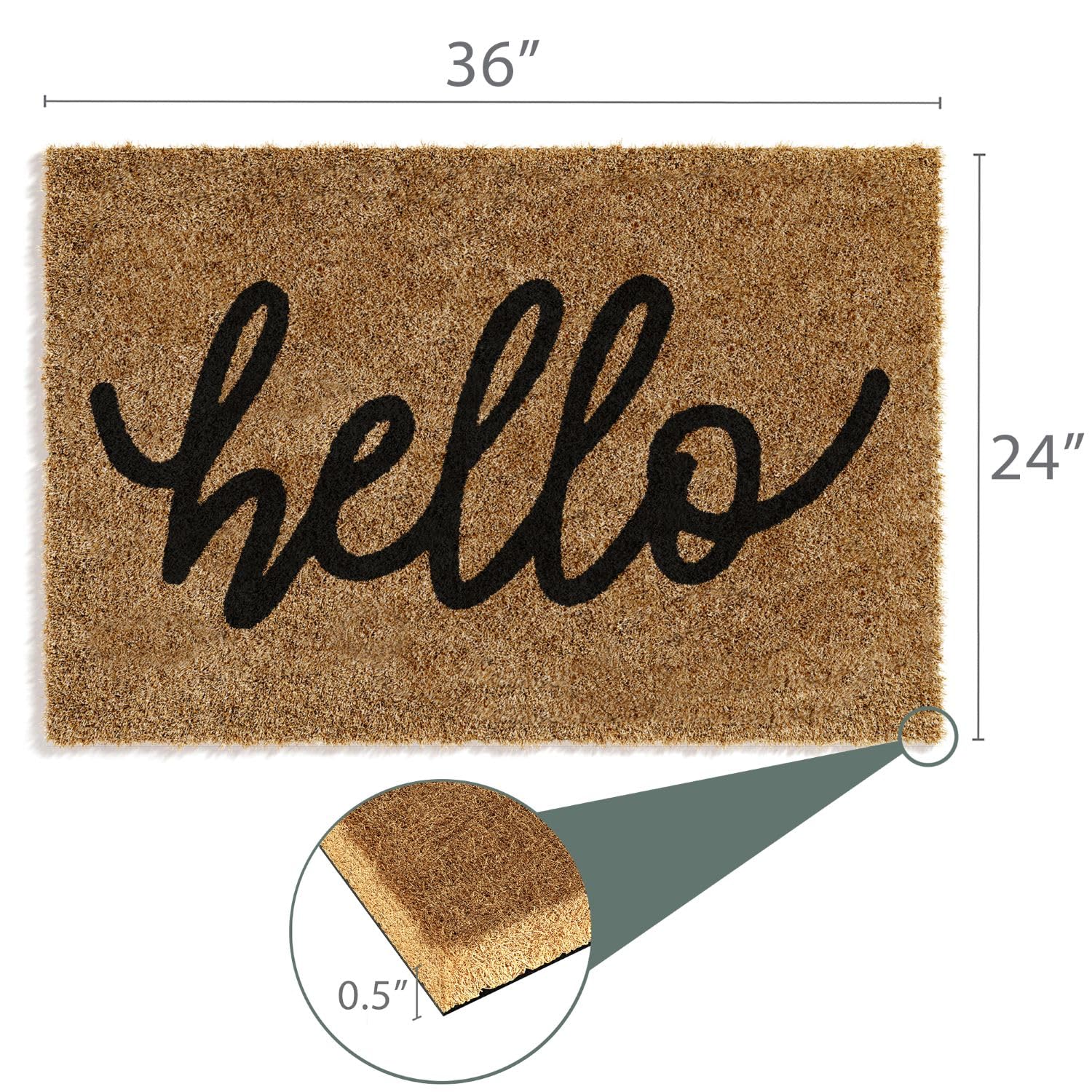 Barnyard Designs large front-door mat 36x24 fits two standing comfortably.