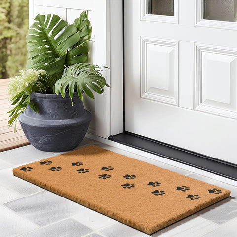Barnyard Designs natural coco coir brown doormat showing rugged outdoor material