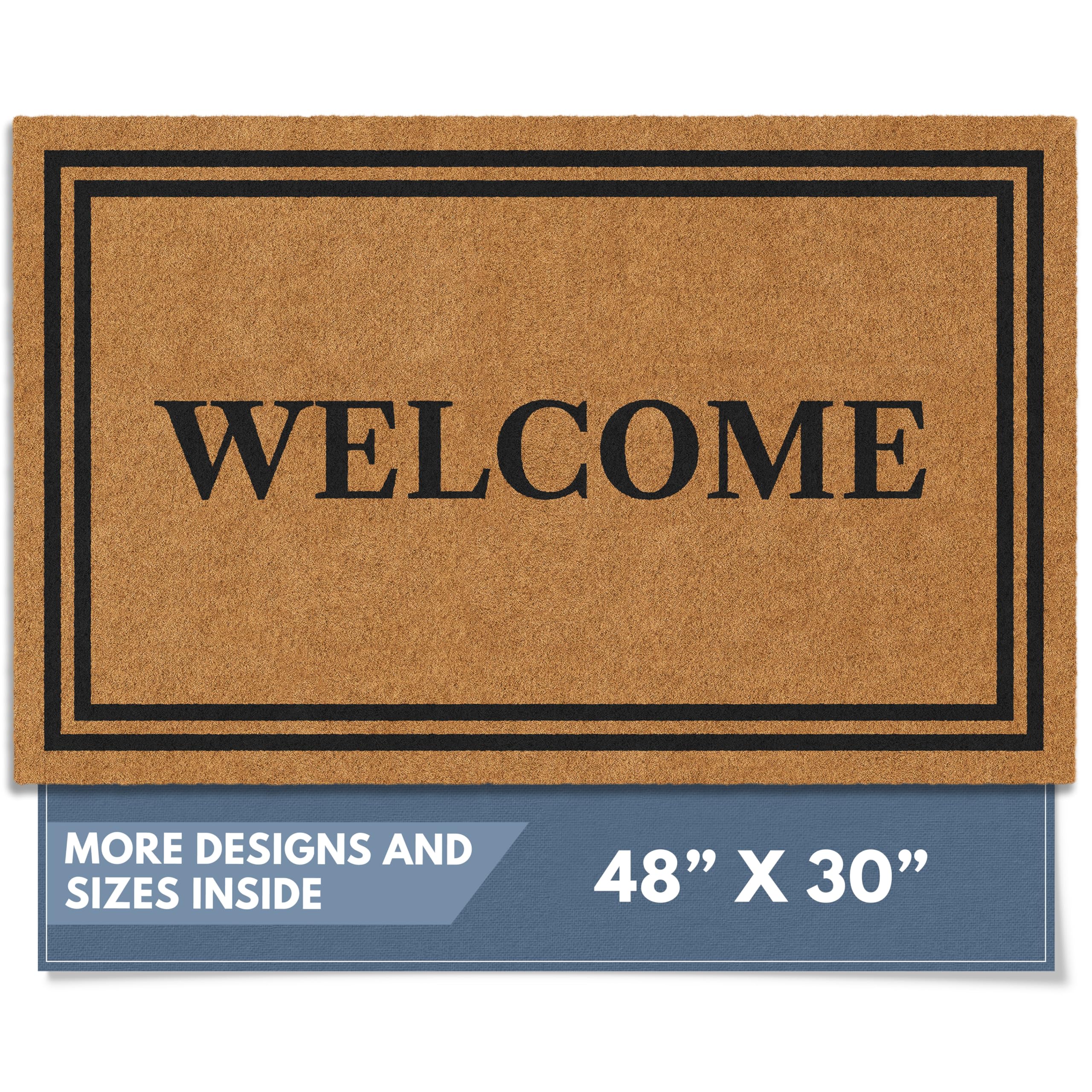 Barnyard Designs coco coir doormat closeup shows durable outdoor scraping action.