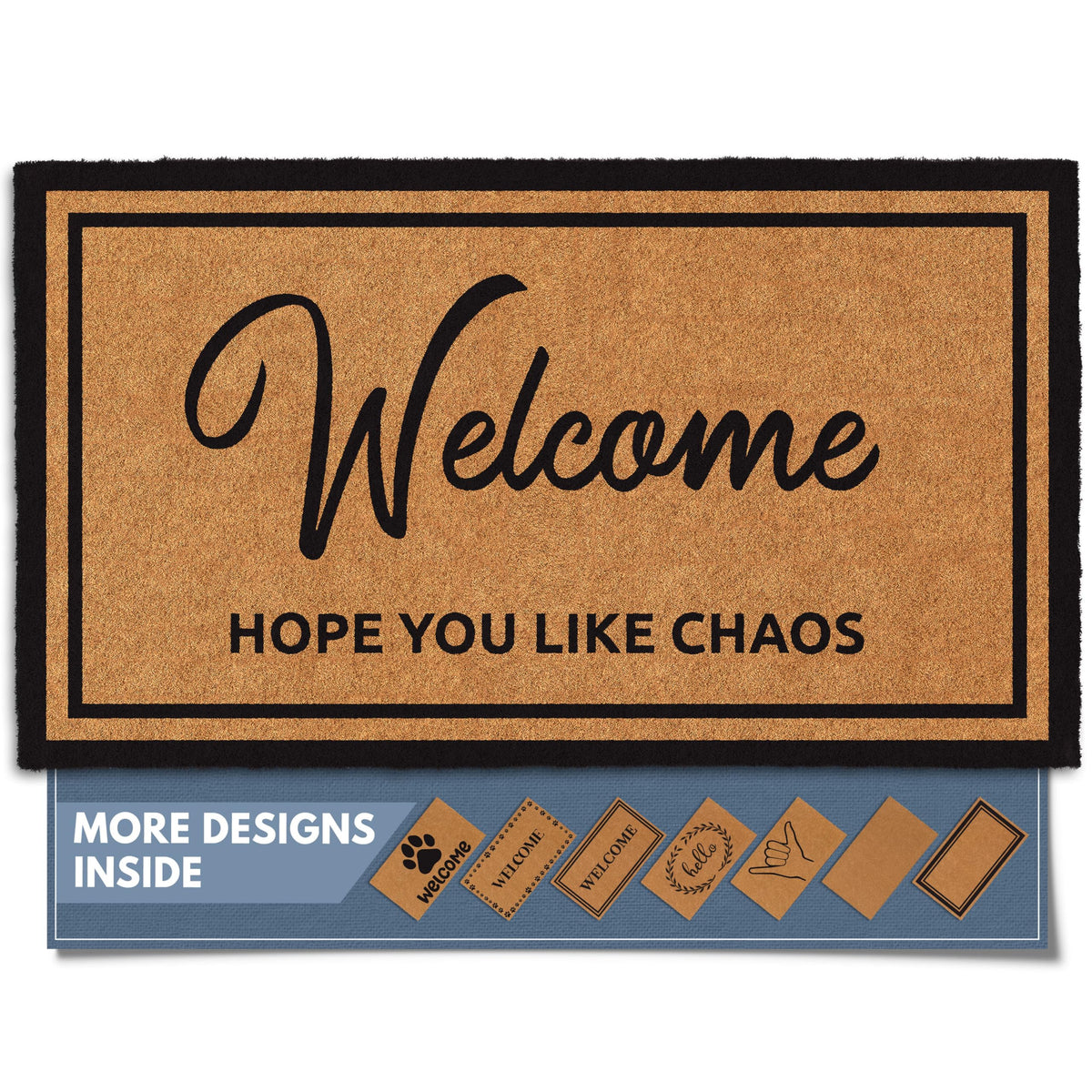 Barnyard Designs natural coco coir doormat front door chaos with non-slip backing